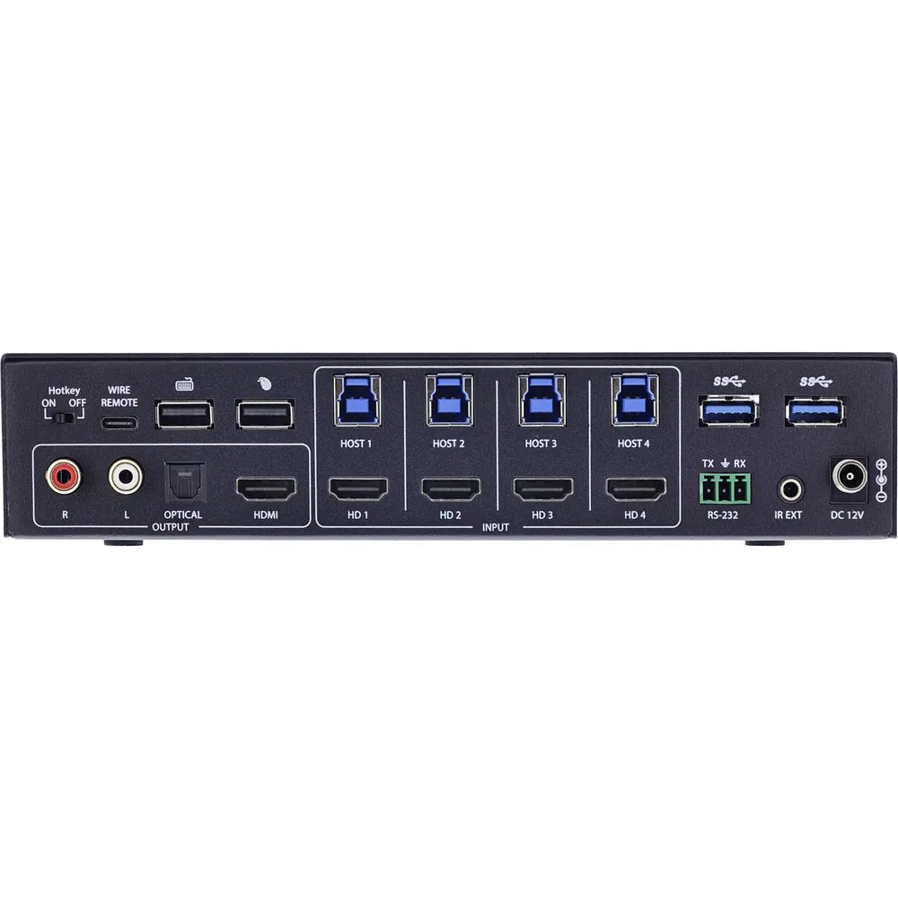 InLine KVM Switch - 4-fach - HDMI - 4K60Hz - Multiviewer - USB Hub - schwarz