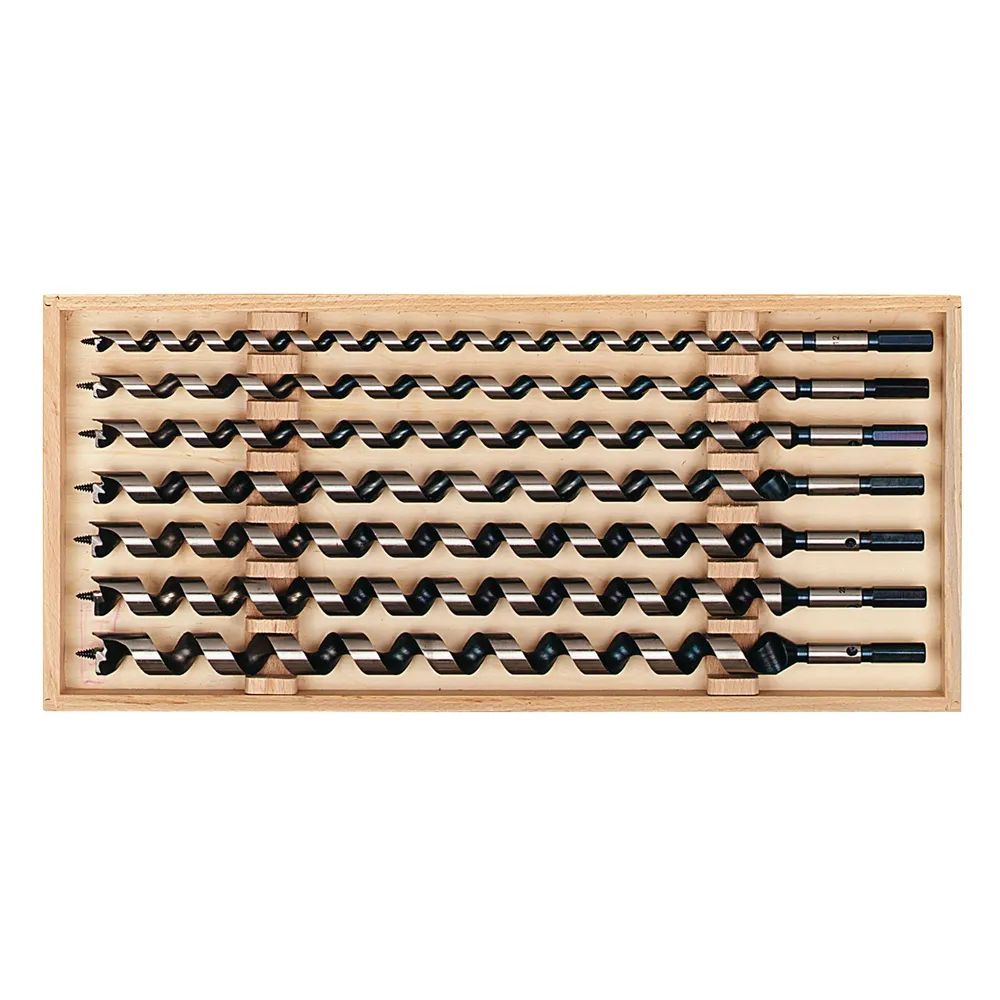 FISCH Schlangenbohrer-Kassette Länge 460 mm 7-teilig in Holzkassette
