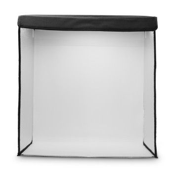 Hama Mobiles Mini-Fotostudio "ToGo", faltbare Fotobox mit LED-Ringlicht, 50x50cm