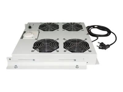 Intellinet 4-Fan Ventilation Unit for 19" Racks, Roof Mount, with Thermostat, Grey - Rack-Lüftereinsatz - mit 4 Lüfter, Thermostat - Wechselstrom 220/240 V - Grau, RAL 7035 - 48.3 cm (19")