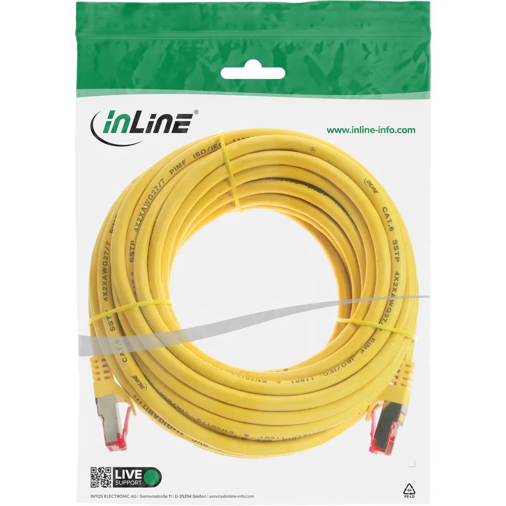 InLine Patchkabel - S/FTP (PiMf) - Cat.6 - 250MHz - PVC - Kupfer - gelb - 10m
