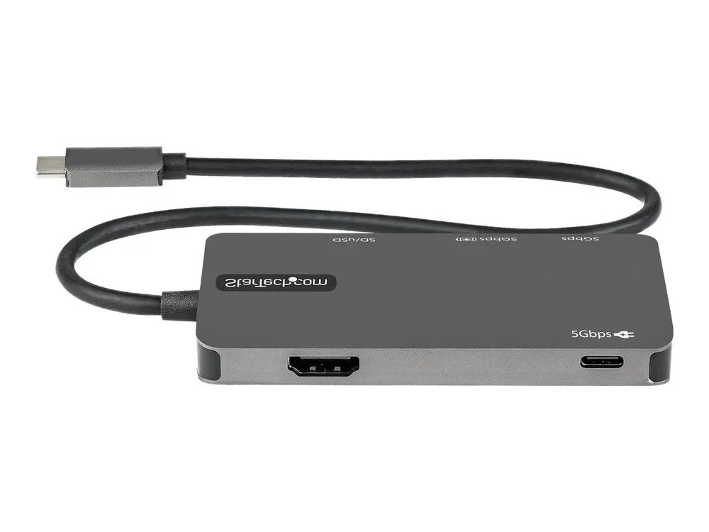 StarTech.com USB-C Multiport Adapter - USB-C auf 4K-HDMI, 100W PD Pass-Through, SD-/MicroSD-Steckplatz - USB-C-Mini-Dock - 30 cm langes Kabel (DKT30CHSDPD)