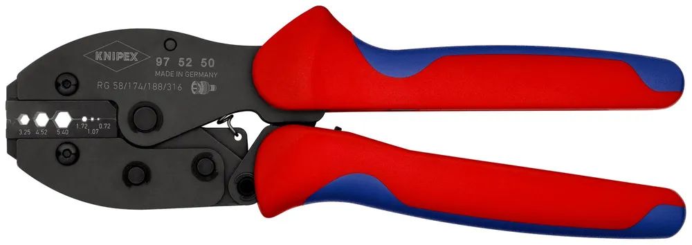 KNIPEX PreciForce® Crimpzange mit Mehrkomponenten-Hüllen brüniert 220 mm