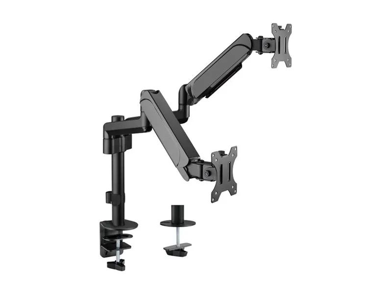 Equip Befestigungskit (Klemmmontagesockel, Tischplattenbohrung, Schrauben, 2 Arme) - Gasfeder - für 2 LCD displays / curved LCD display - Kunststoff, stainless steel - Schwarz - Bildschirmgröße: 43.2-81.3 cm (17"-32")