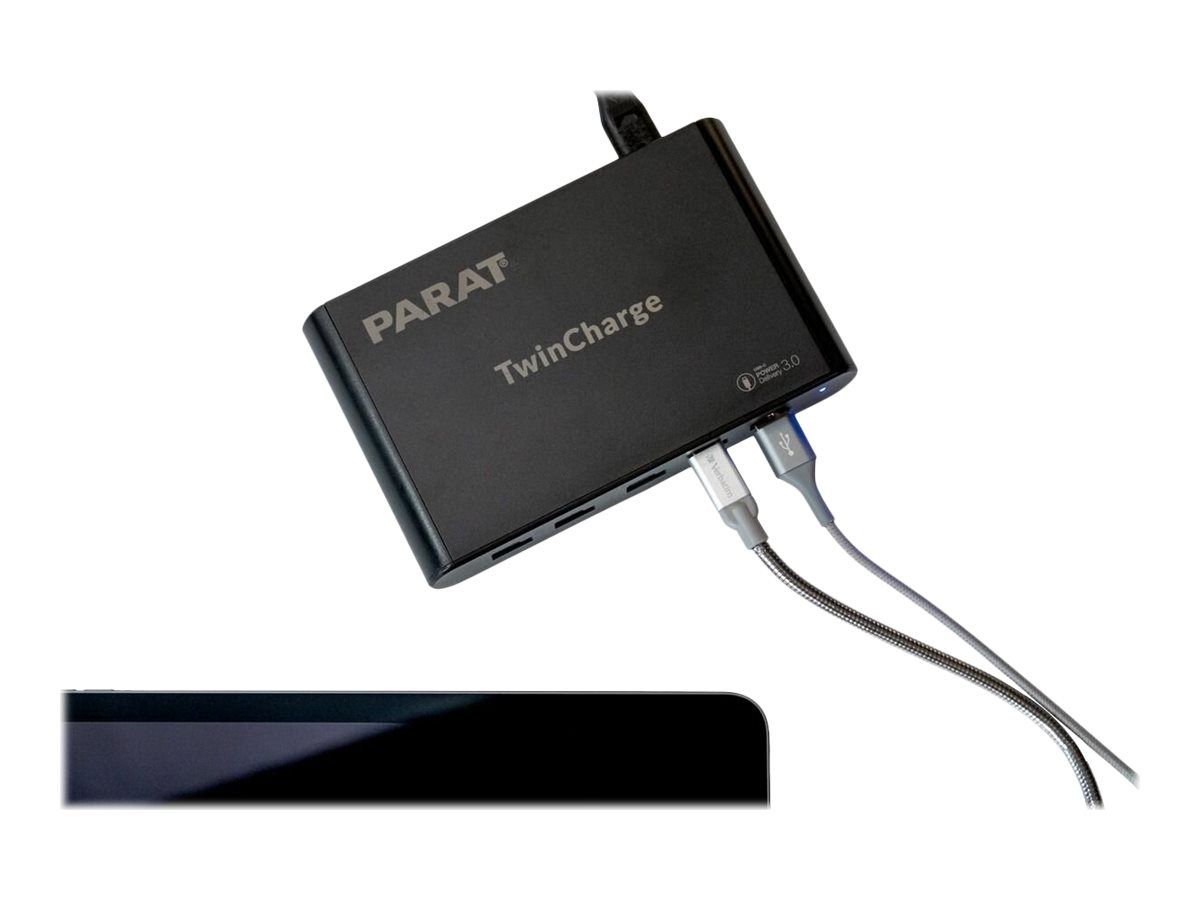 PARAT PARAPROJECT TC5 - Netzteil - GaN-Technologie - 2.8 A - PD, QC - 10 Ausgabeanschlussstellen (5 x USB-C, 5 x 9-poliger USB Typ A)