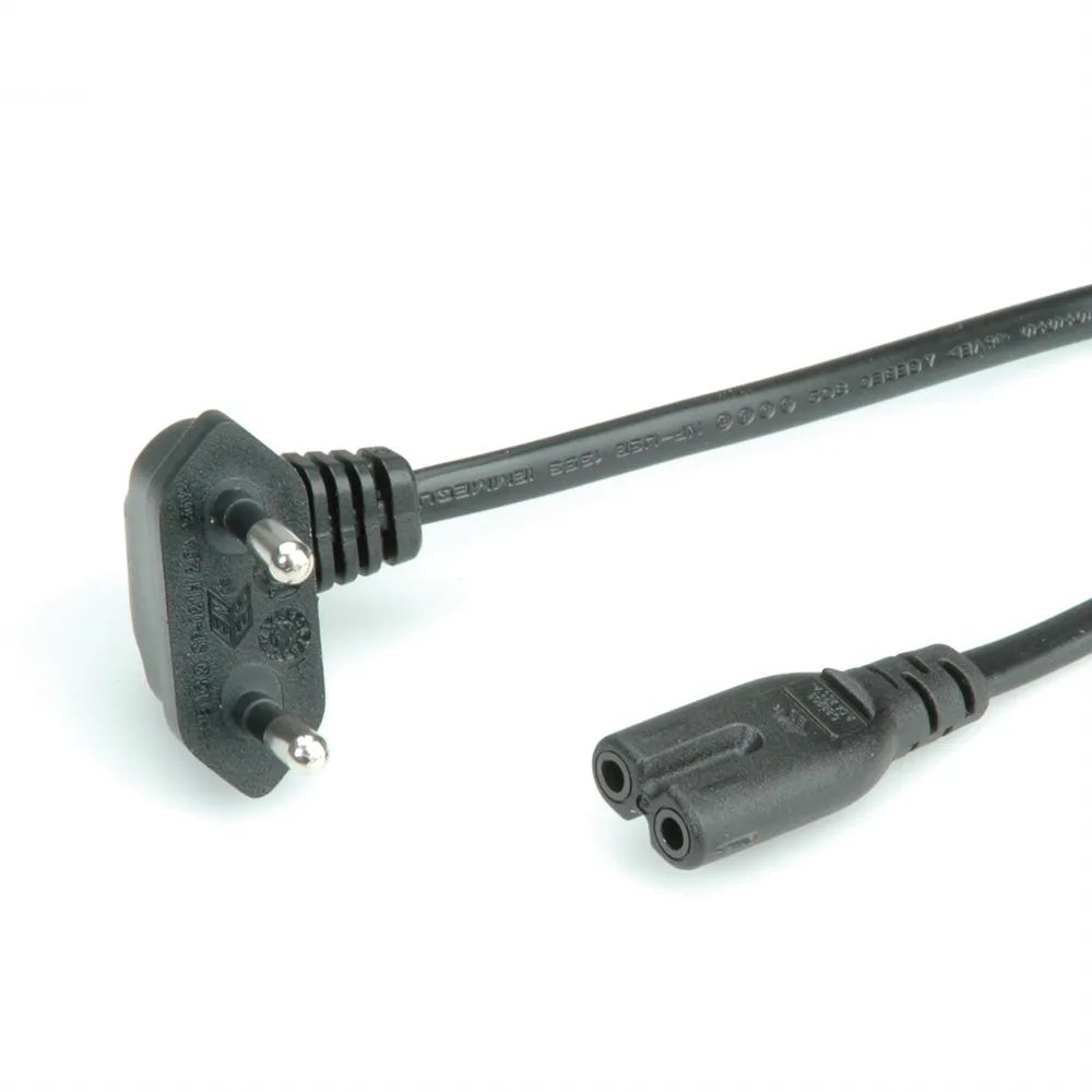 ROLINE Netzkabel Euro-Stecker (abgewinkelt) auf C7, 2pol., schwarz, 1,8 m