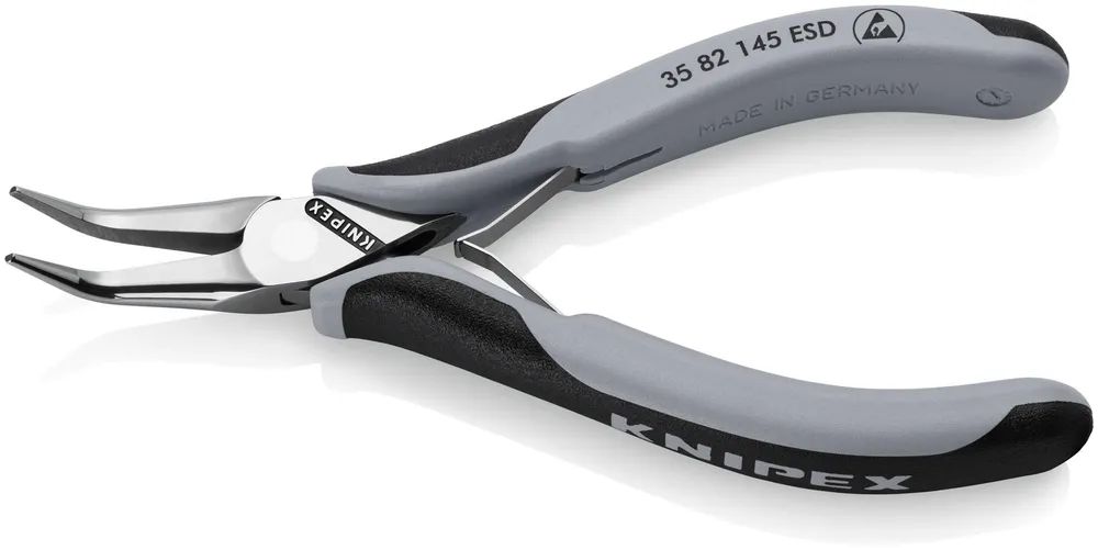 KNIPEX Elektronik-Greifzange ESD mit durchgestecktem Gelenk mit Mehrkomponenten-Hüllen spiegelpoliert 145 mm