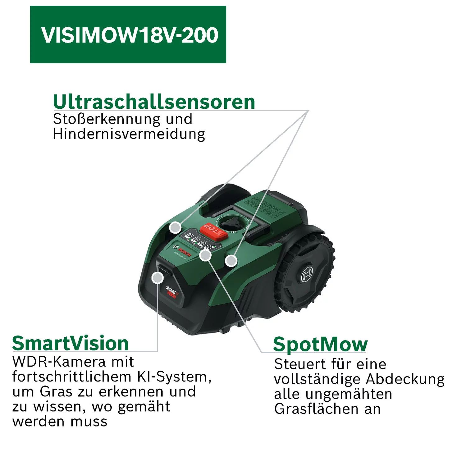 Bosch VISIMOW18V-200 Akku-Mähroboter Kit - bis 200m²