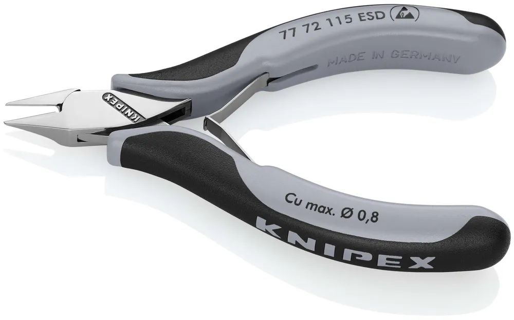 KNIPEX Elektronik-Seitenschneider ESD mit durchgestecktem Gelenk mit Mehrkomponenten-Hüllen 115 mm
