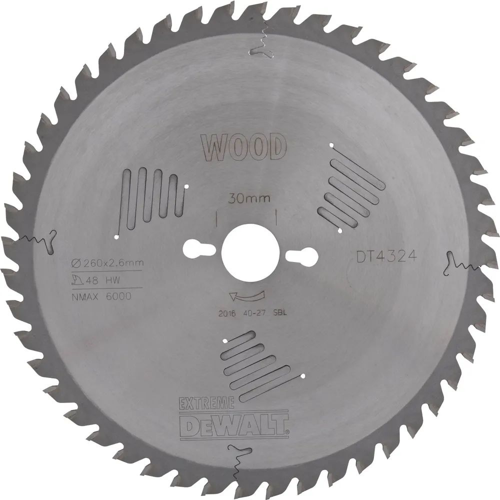 DEWALT Kreissägeblatt HW ø 260x2,6x30 mm Z48 Wechselzahn (WZ) positiv