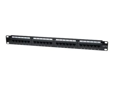 Intellinet 24-Port Cat6 Patchpanel, UTP, 1 HE - Patch Panel - CAT 6 - UTP - RJ-45 X 24 - Schwarz - 1U - 48.3 cm (19")
