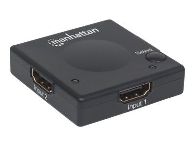 Manhattan HDMI Switch 2-Port, 1080p, Connects x2 HDMI sources to x1 display, Automatic and Manual Switching (via button)
