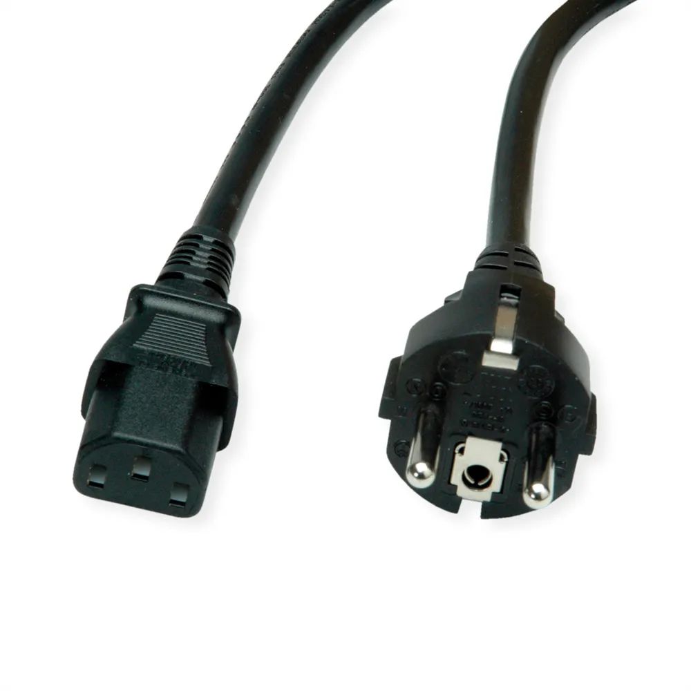 ROLINE Netzkabel, IEC-Buchse & CEE7/7-Stecker gerade, schwarz, 3 m