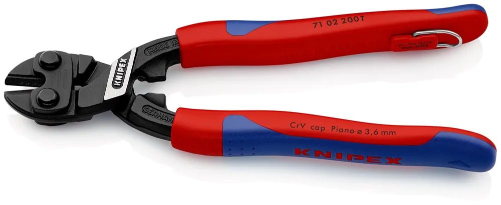 KNIPEX CoBolt® Kompakt-Bolzenschneider mit 2K-Hüllen, mit integrierter Befestigungsöse 200 mm