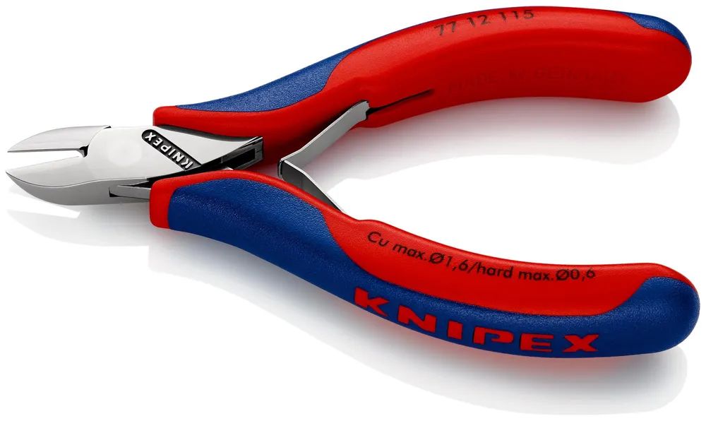 KNIPEX Elektronik-Seitenschneider mit durchgestecktem Gelenk mit Mehrkomponenten-Hüllen 115 mm