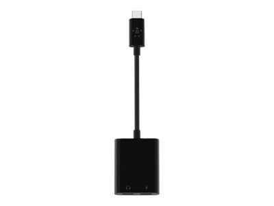 Belkin Connect Audio + Charge - USB-C auf USB-C Kopfhörer-/Ladeadapter - 24 pin USB-C männlich zu 24 pin USB-C weiblich - 14 m - Schwarz - USB Power Delivery (60W)