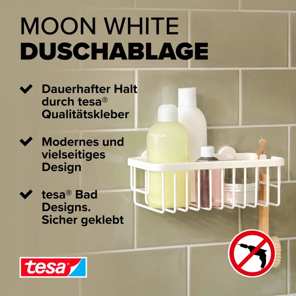 tesa® MOON WHITE Duschablage, weiß, Badaccessoire