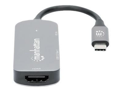 Manhattan USB-C Dock/Hub, Ports (x3): HDMI, USB-A and USB-C, With Power Delivery (100W)