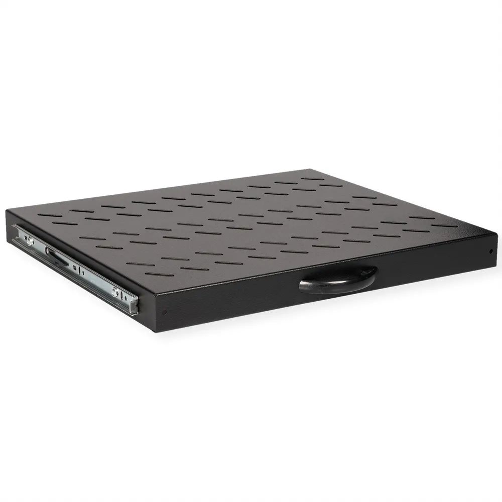 ROLINE Rack-Schieberegal - 350 mm tief, Tragfähigkeit 25 kg - RAL 9005, Jet Black - 1U - 48.3 cm (19")