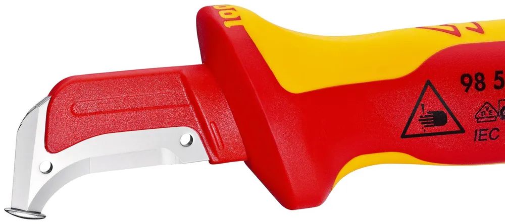 KNIPEX Kabelmesser mit Gleitschuh, sichelförmige Klinge, VDE 2-K