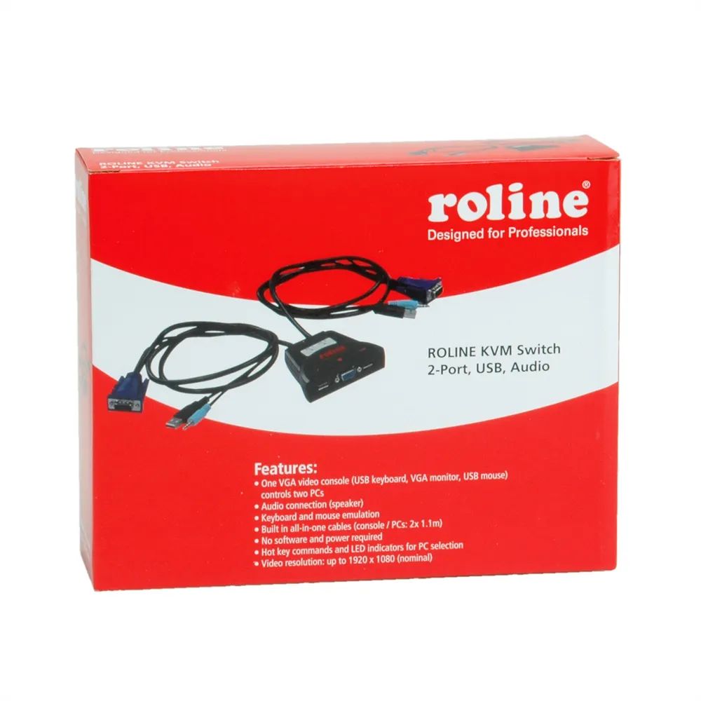 ROLINE KVM-Switch 'Star' 2 PCs, VGA, USB, Audio