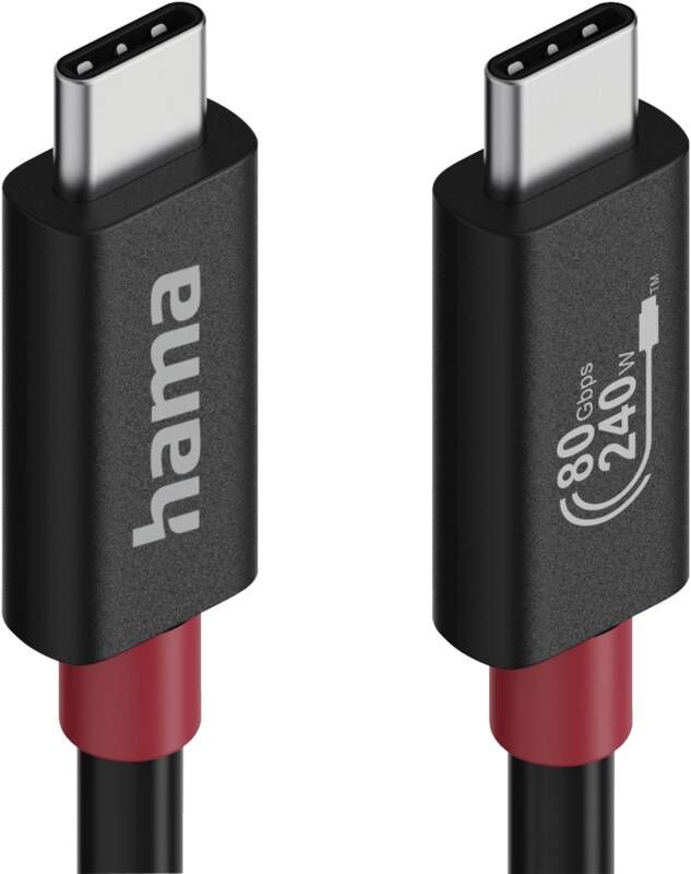 Hama USB-C-Kabel, E-Marker, USB4 Gen4, 80 Gbit/s, 5 A, 240 W, 1,00 m