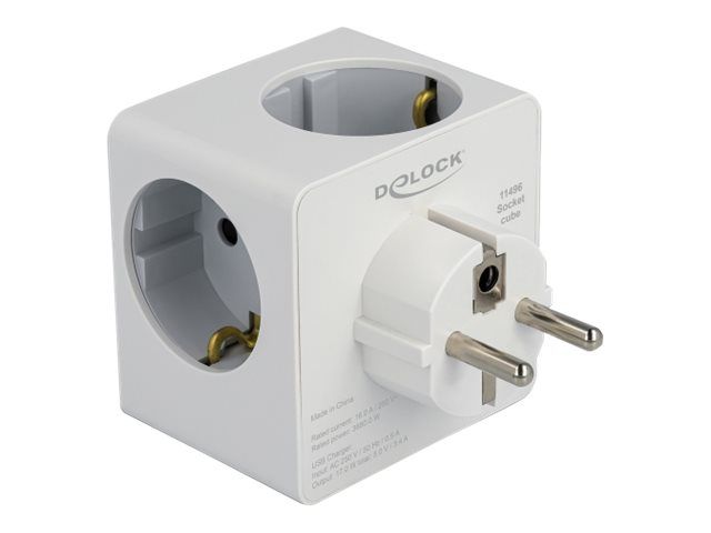 Delock Netzteil - 16 A - 6 Ausgabeanschlussstellen (USB-C, 2 x 9-polige USB Typ A, 3 x Stecker CEE 7/3)