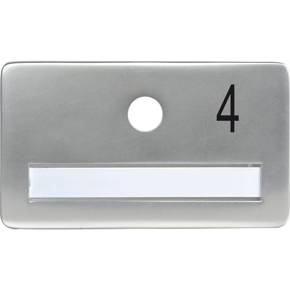 SOLIDO Namensschild ohne Spion, Bohrung ø 14, Alu silber eloxiert, Gravur Nr. 4