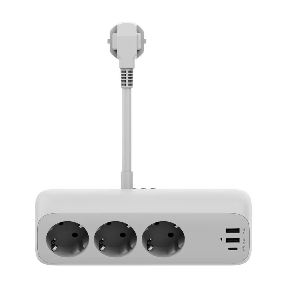 VALUE Tisch-Steckdosenleiste, 3fach mit Schalter, inkl. 3x USB (2x A, 1x C), mit Tischklemme, 1,5 m