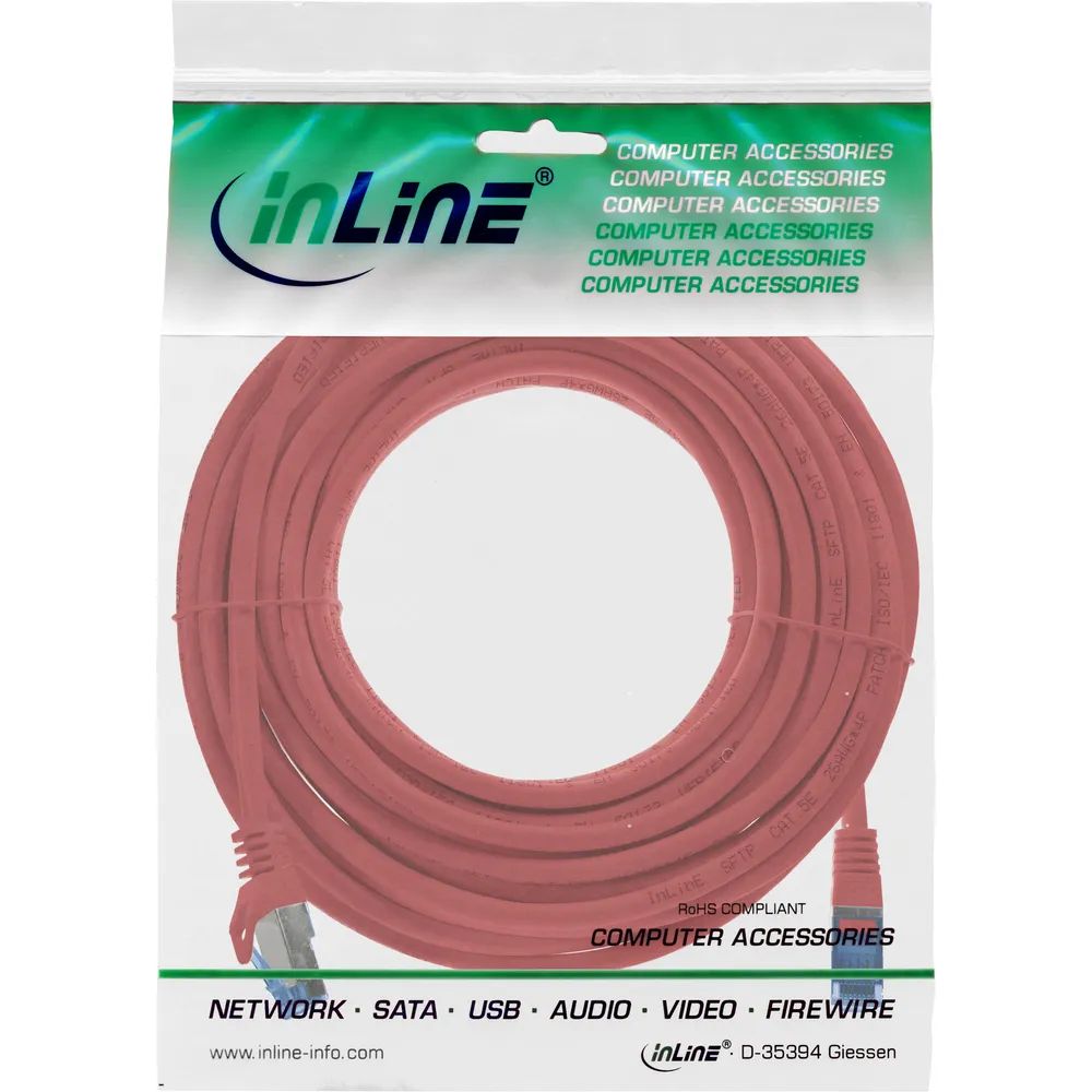 InLine Patchkabel - Cat.6A - S/FTP - TPE (LSZH) - CCA - rot - 5m