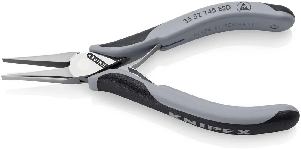KNIPEX Elektronik-Greifzange ESD mit durchgestecktem Gelenk mit Mehrkomponenten-Hüllen spiegelpoliert 145 mm