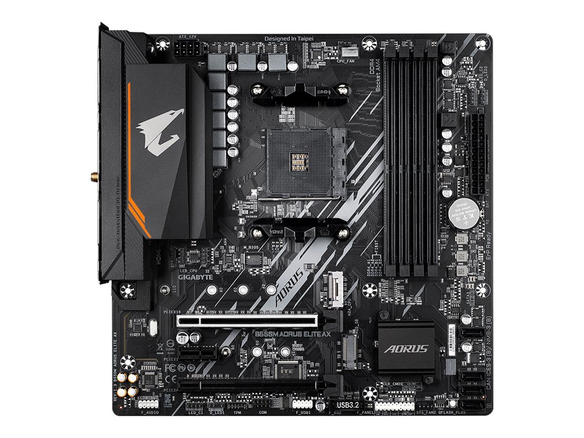 Gigabyte AORUS B550M ELITE AX - 1.3 - Motherboard - micro ATX - Socket AM4 - AMD B550 Chipsatz - USB 3.2 Gen 1 - Gigabit LAN, Wi-Fi 6E, Bluetooth - Onboard-Grafik (CPU erforderlich)