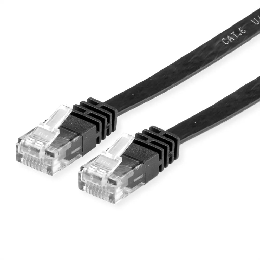 VALUE Patchkabel Cat.6 (Class E) UTP, extra-flach, schwarz, 1 m