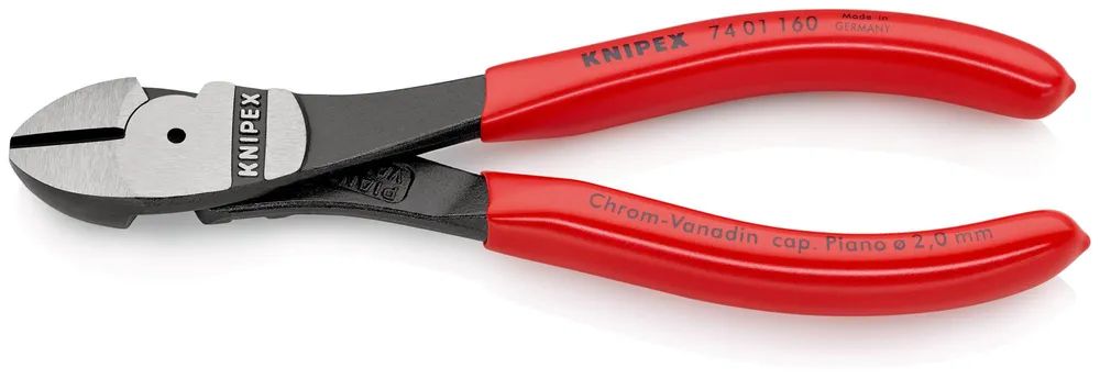KNIPEX Kraft-Seitenschneider mit Kunststoff überzogen schwarz atramentiert 160 mm