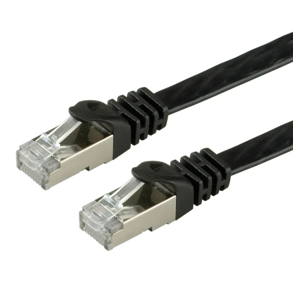 VALUE Patchkabel Cat.6 (Class E) FTP, extra-flach, schwarz, 1 m