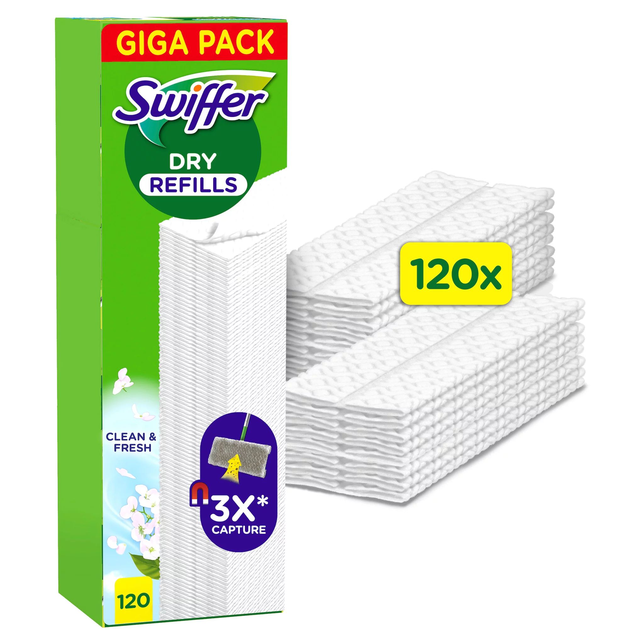 Swiffer Boden Nachfüllset 120 Trockentücher+3 Wet Wischtücher Komfort Pack