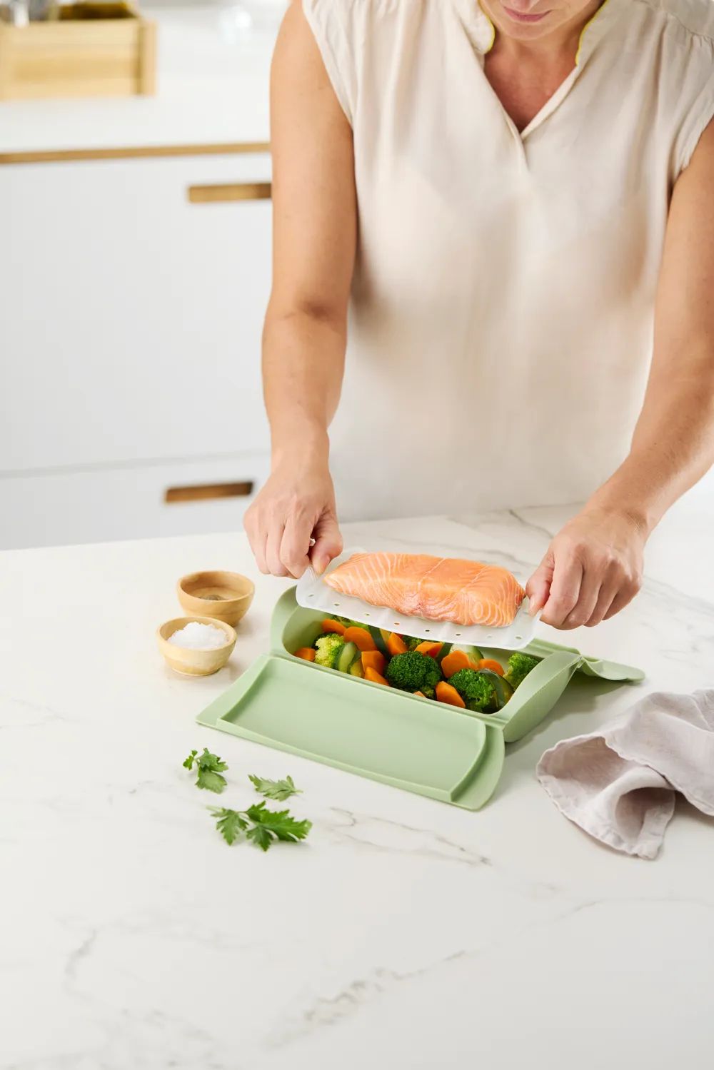 Lékué Dampfgarer mit Ablage, 4 Portionen - Green