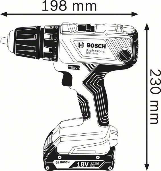 Bosch Professional GSR 18V-21 L-Boxx + Akkus