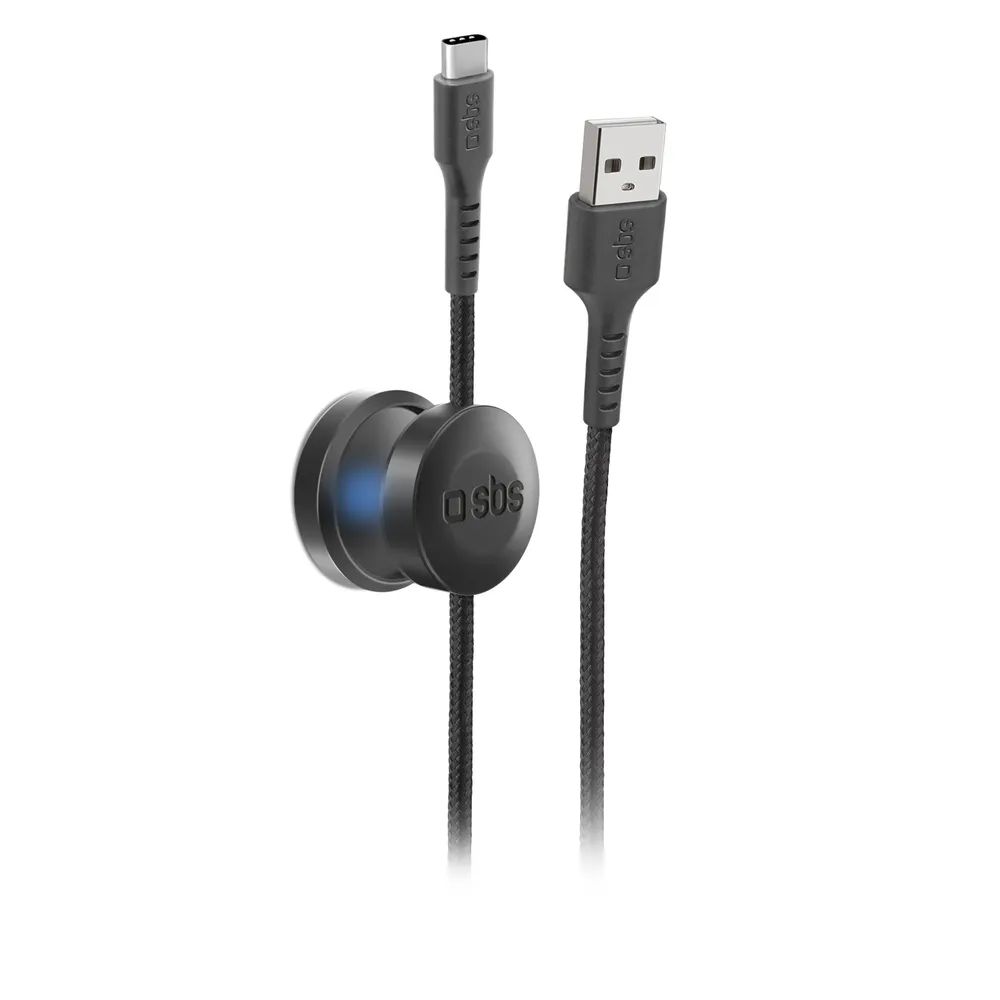 SBS Daten- u. Ladekabel mit Magnethalter, USB-A  USB-C, 1m
