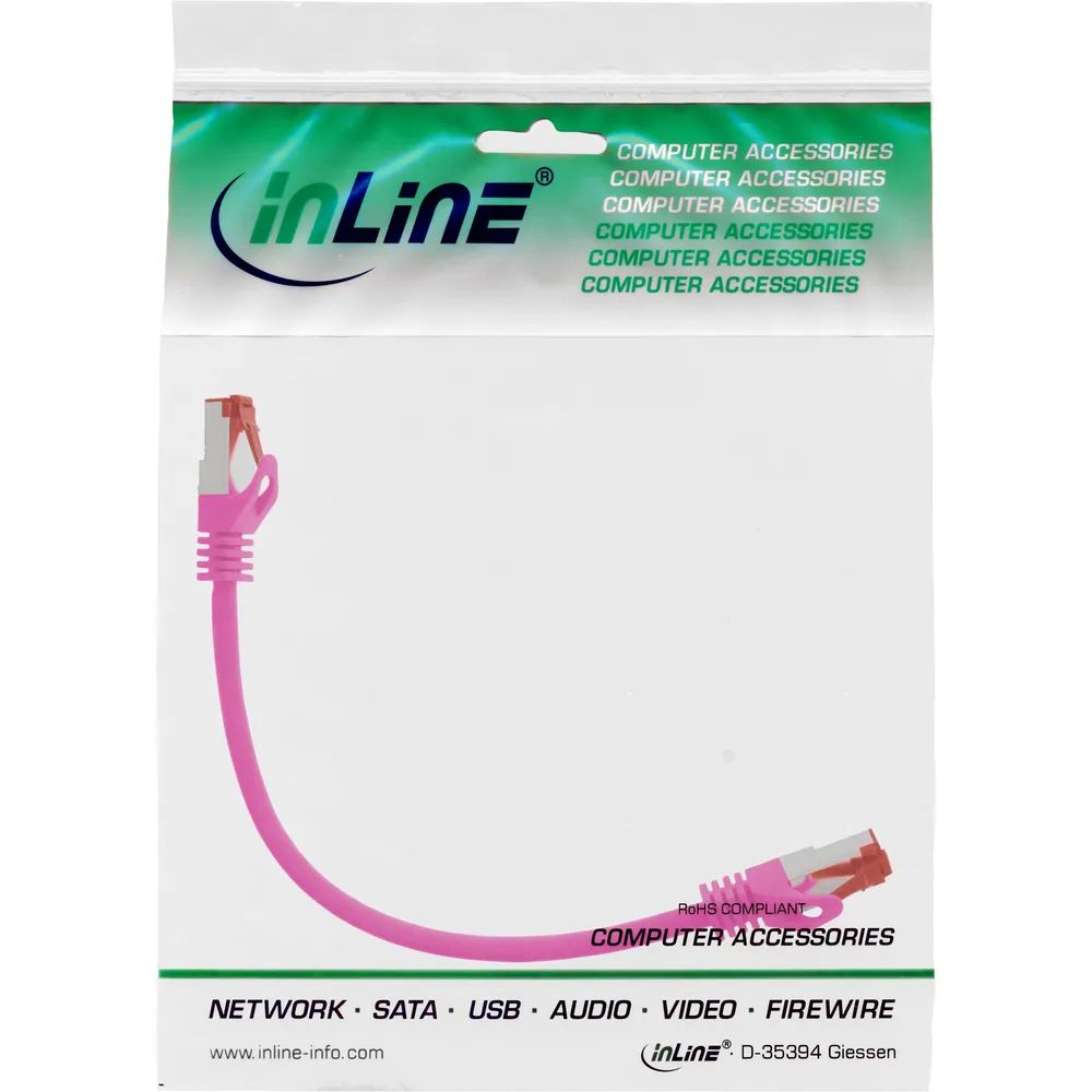 InLine Patchkabel - S/FTP (PiMf) - Cat.6 - 250MHz - PVC - Kupfer - pink - 0,25m