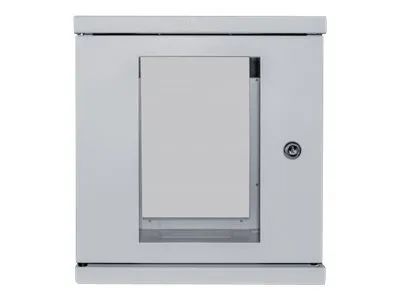 Intellinet Network Cabinet, Wall Mount (Standard), 6U, Usable Depth 265mm/Width 239mm, Grey, Assembled, Max 60kg, Metal & Glass Door, Back Panel, Removeable Sides, Suitable also for use on desk or floor, 10",Parts for wall install (eg screws/rawl plu
