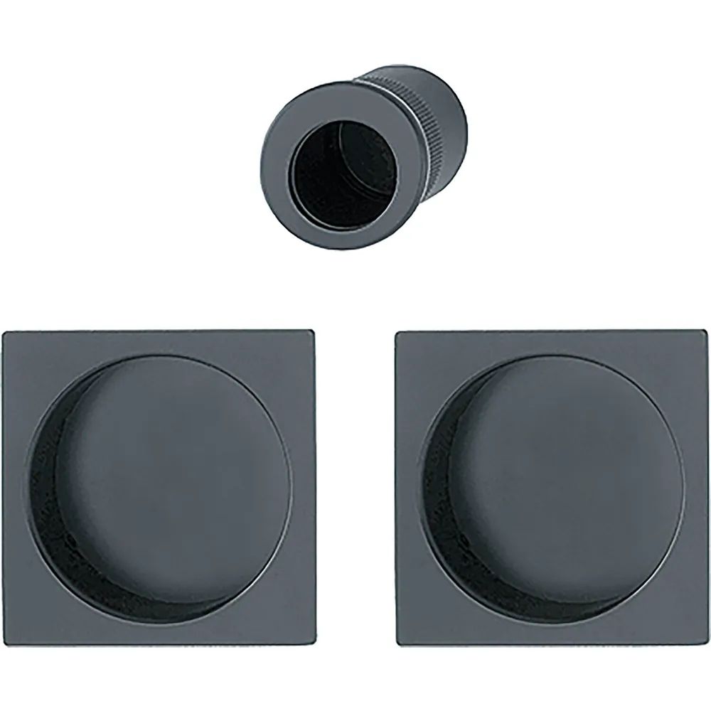 HOPPE Schiebetürmuschel Set 4921 - BL, eckige Rosette, Aluminium schwarz matt