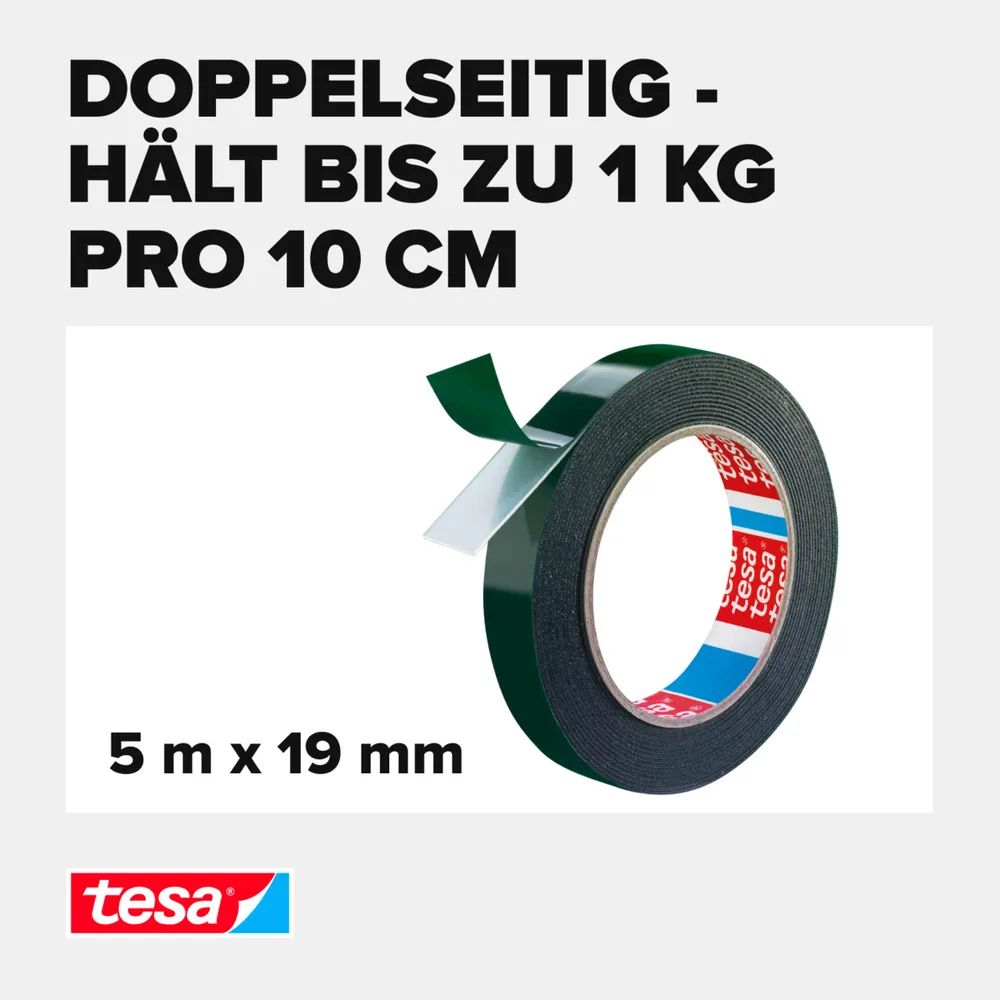 tesa® Powerbond OUTDOOR – 5m x 19mm, wetterfest & stark haftend