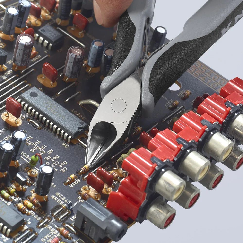 KNIPEX Elektronik-Seitenschneider ESD mit durchgestecktem Gelenk mit Mehrkomponenten-Hüllen 130 mm