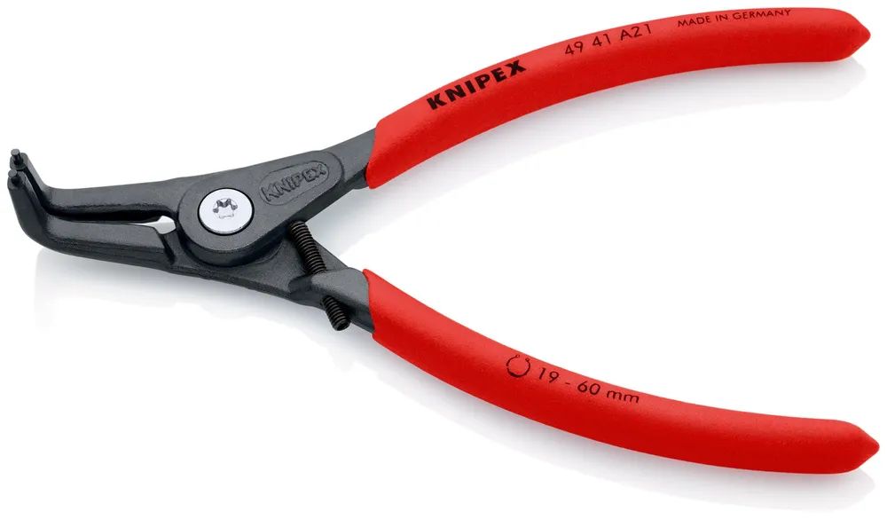 KNIPEX Präzisions-Sicherungsringzange für Außenringe auf Wellen mit rutschhemmendem Kunststoff überzogen grau atramentiert 165 mm