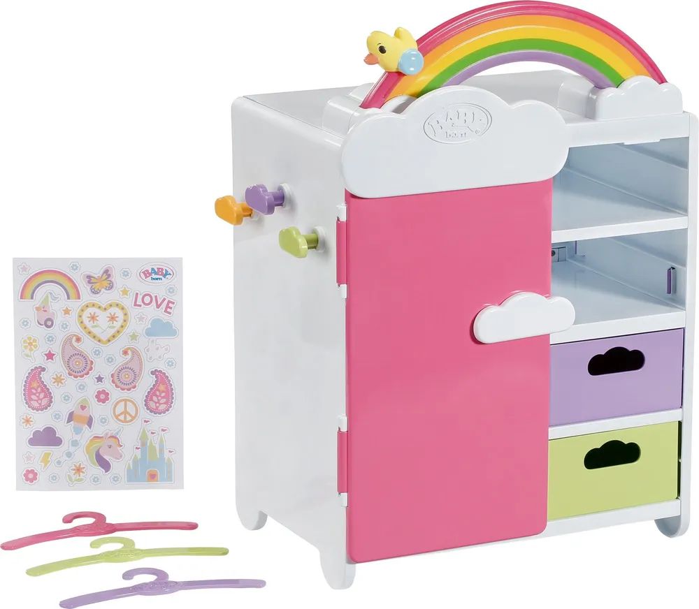Zapf BABY born Rainbow Wardrobe - Puppen-Kleiderschrank - e - Batterien