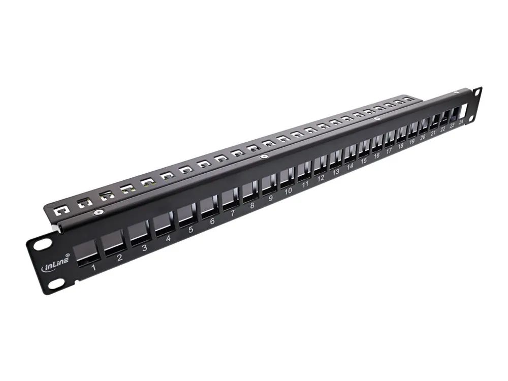 InLine Patchfeld 24-fach - Keystone Leerblech Patchpanel - 19" - 1HE - schwarz
