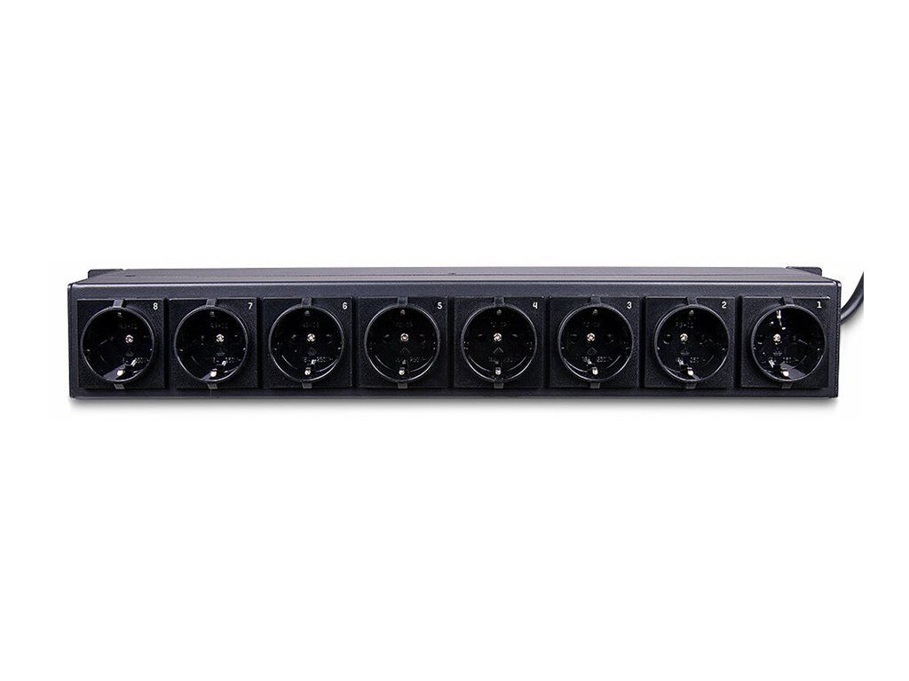 Lindy Steckdosenleiste (Rack - einbaufähig) - Schuko-Steckdosen, horizontal, mit Schalter - Wechselstrom 250 V - 3500 Watt - Eingabe, Eingang CEE 7/4 - Ausgangsanschlüsse: 8 (power CEE 7/3)
