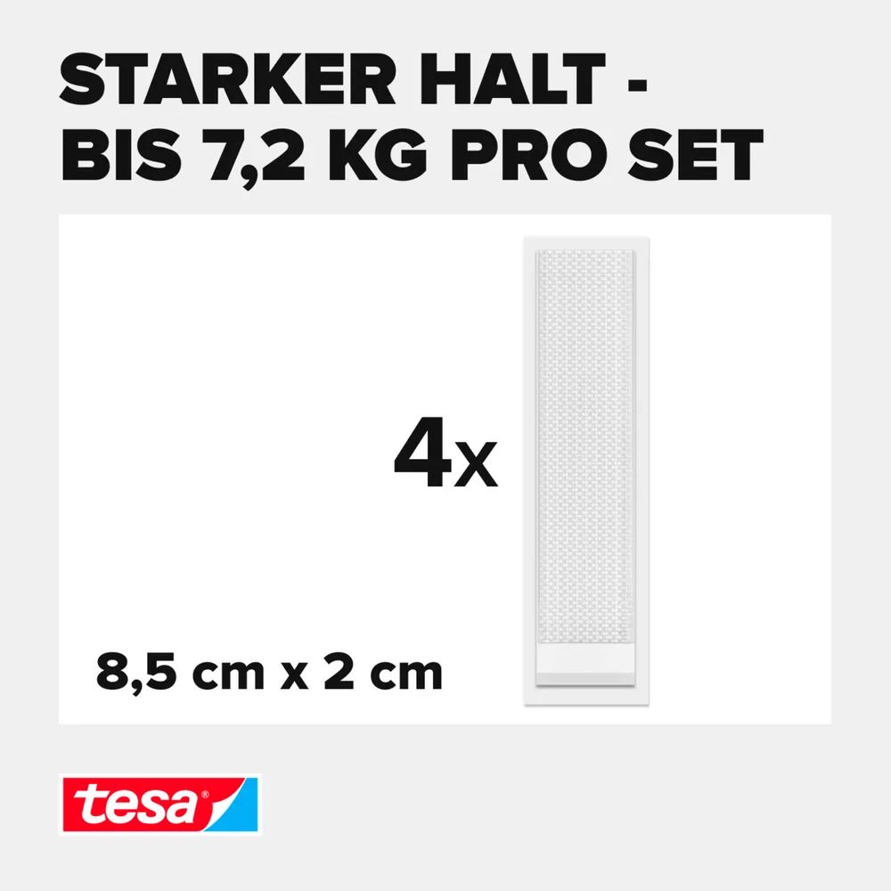 tesa® Powerstrips CLICK Klett-Klebepads, Large 7,2kg  (4 x 2 Stück)