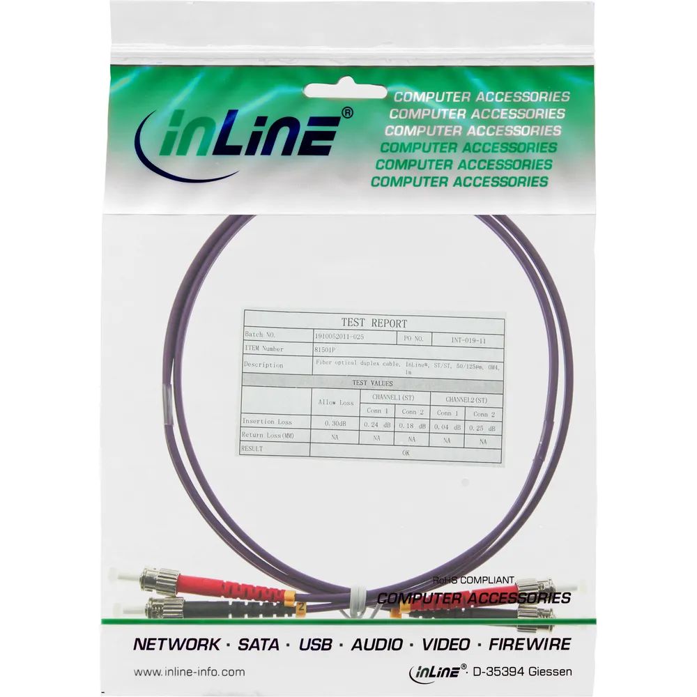 InLine LWL Duplex Kabel - ST/ST - 50/125µm - OM4 - 15m